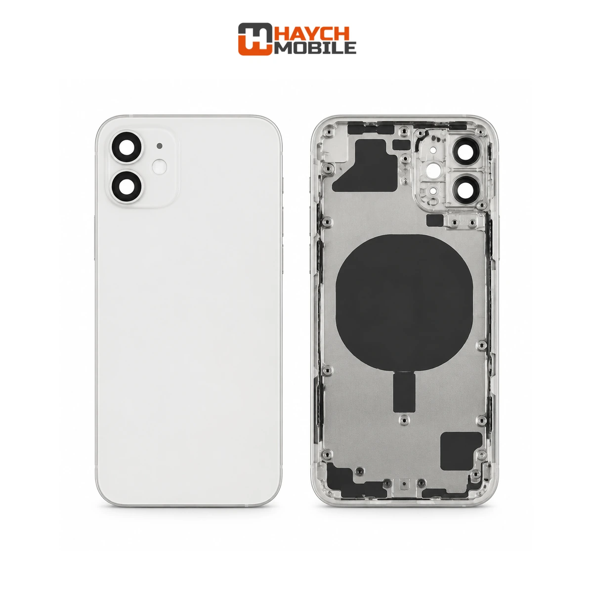 iPhone 12 Compatible Back Housing with Small Parts [White] Rear Housing
