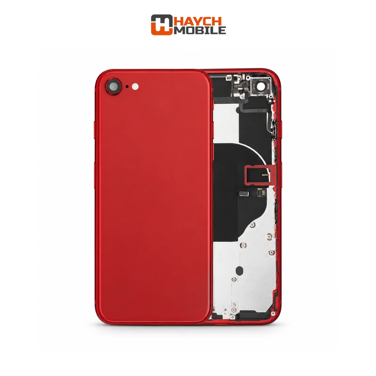 iPhone 8 Compatible Back Housing [with Power and Volume Flex] [A+] [Red] Rear Housing