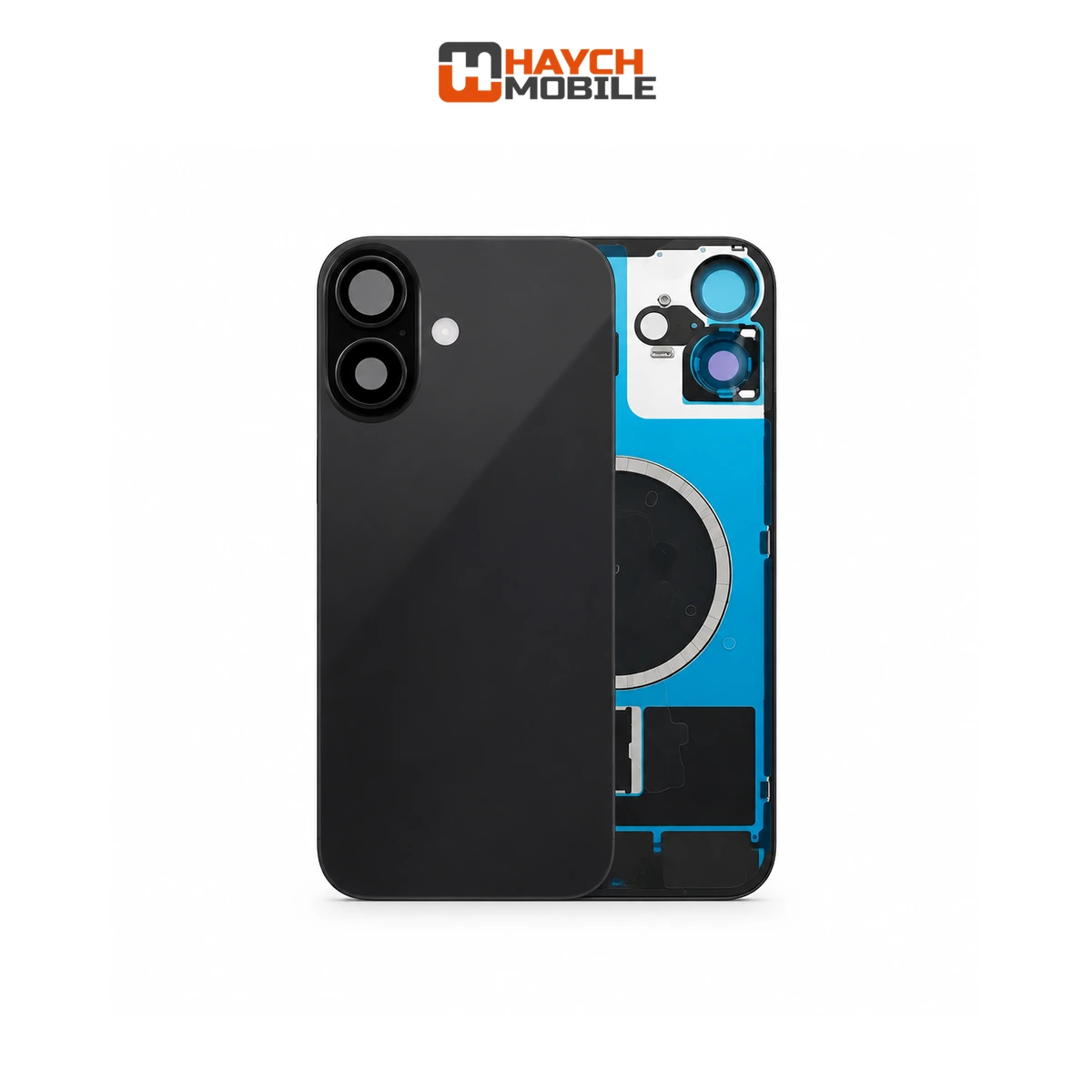 iPhone 16 Plus Compatible Back Cover Glass Assembly with MagSafe [Black] Rear Housing