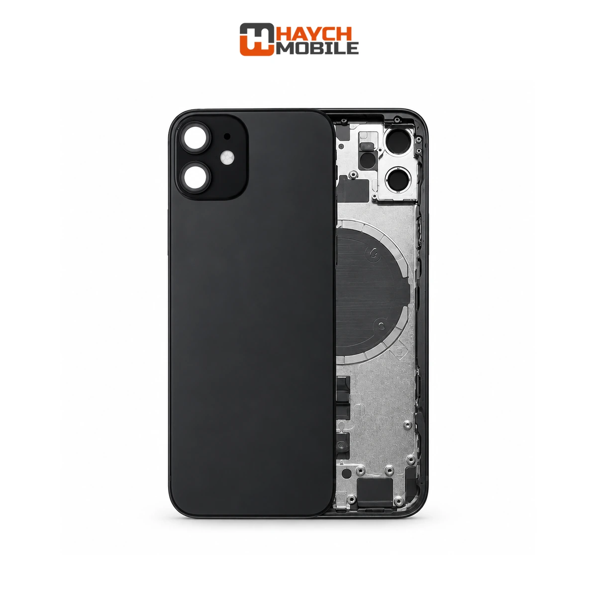 iPhone 12 Mini Compatible Back Housing [No Small Parts] [Black] Rear Housing