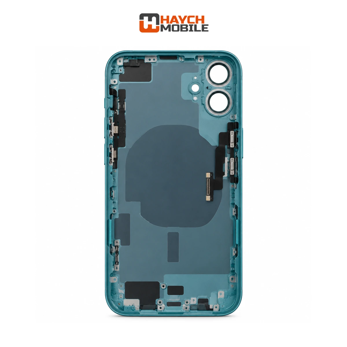 iPhone 16 Compatible Back Housing [with Power and Volume Flex] [A+] [Teal] Rear Housing