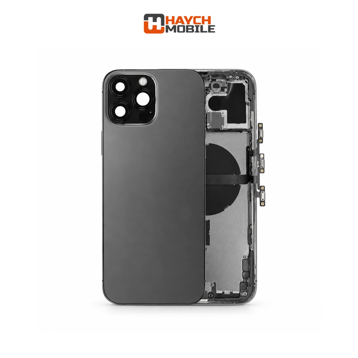 iPhone 13 Pro Max Compatible Back Housing [with Power and Volume Flex] [A+] [Graphite] Rear Housing