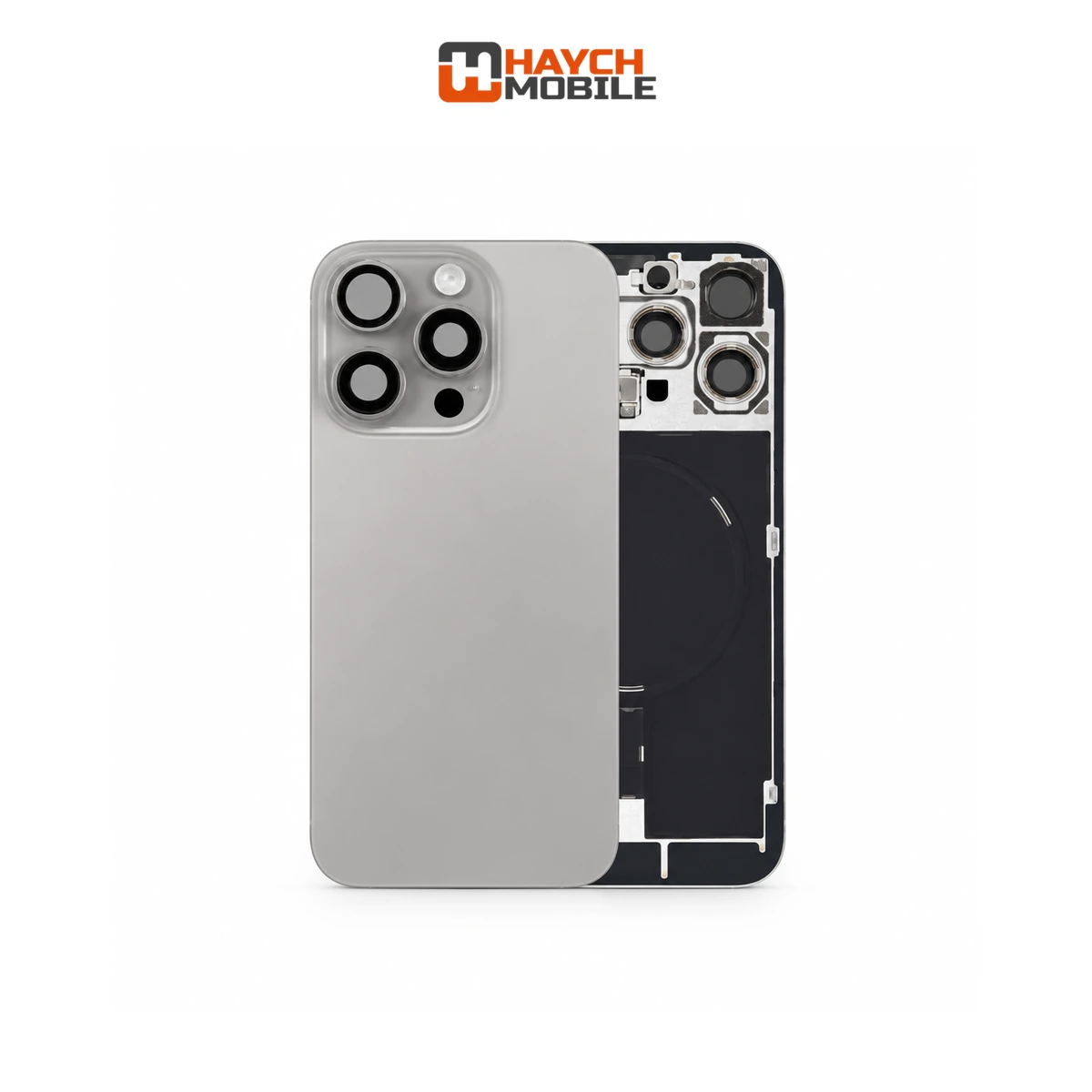iPhone 16 Pro Compatible Back Cover Glass with Wireless NFC Charging [Natural Titanium] Rear Housing