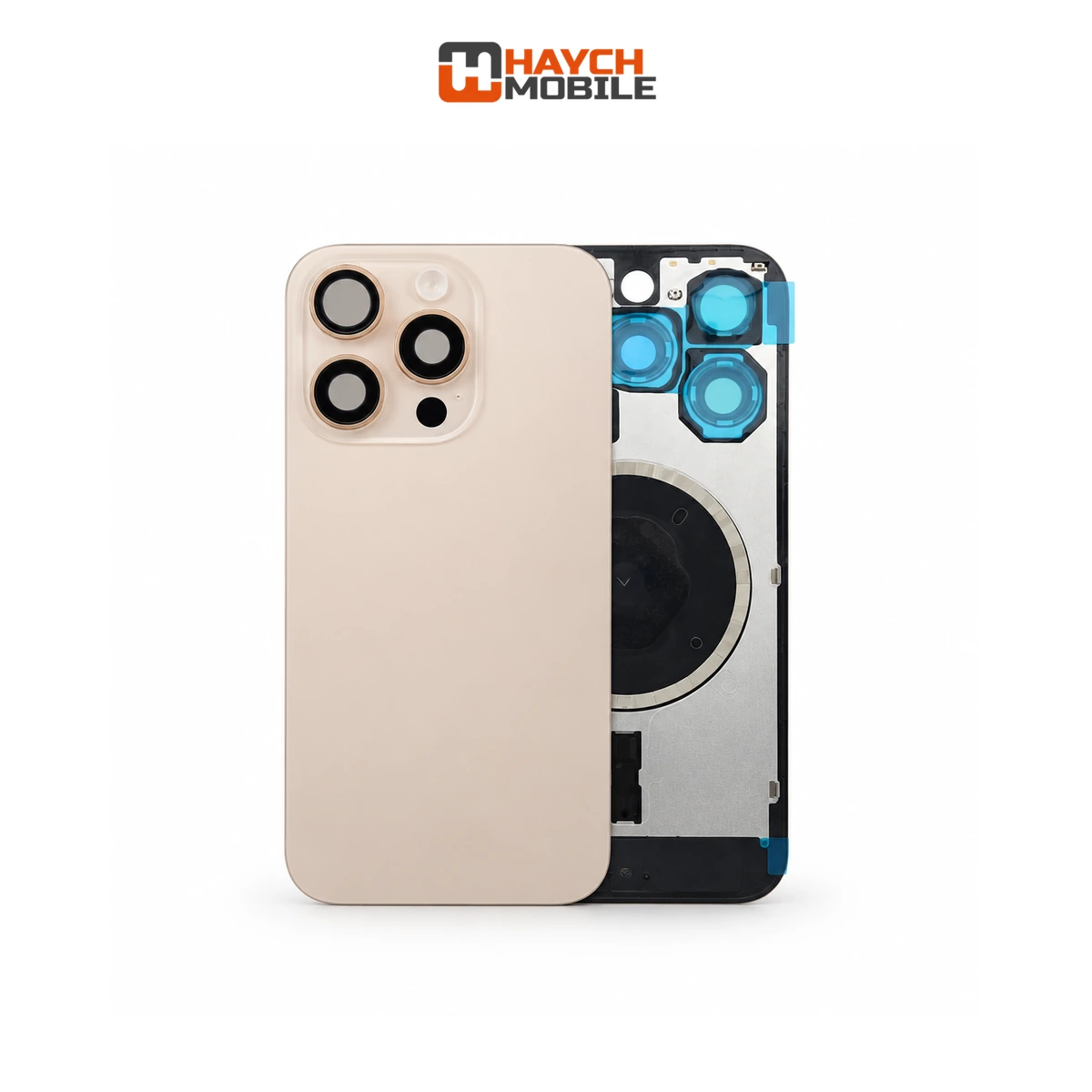 iPhone 16 Pro Compatible Back Cover Glass Assembly with MagSafe [Desert Titanium] Rear Housing