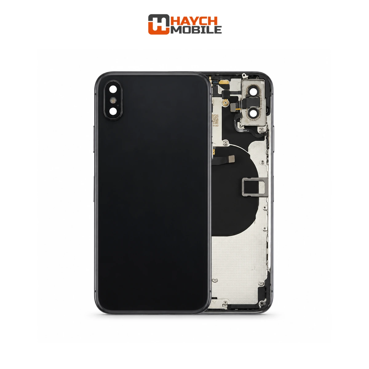 iPhone X Compatible Back Housing [with Power and Volume Flex] [A+] [Space Grey] Rear Housing