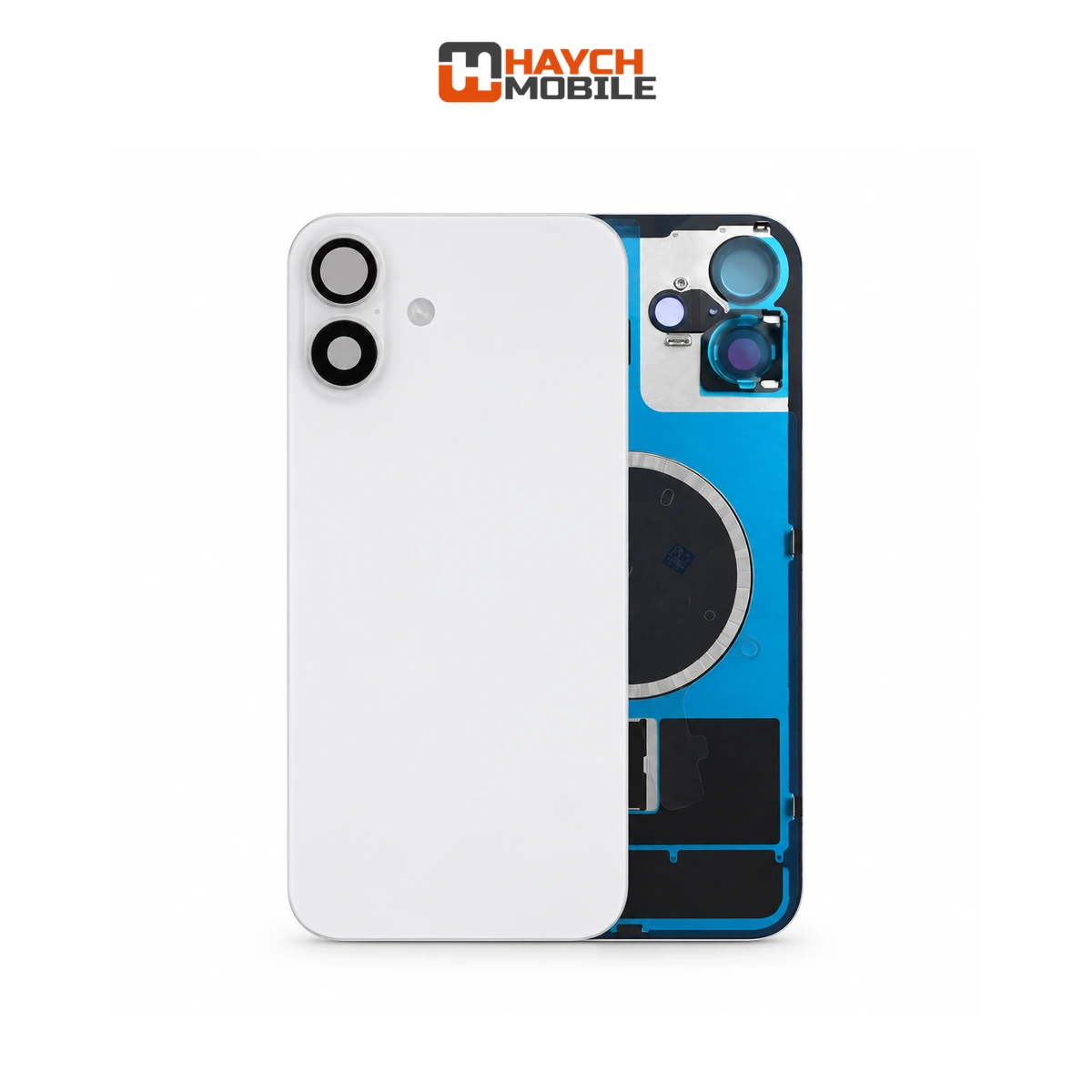 iPhone 16 Compatible Back Cover Glass Assembly with MagSafe [White] Rear Housing