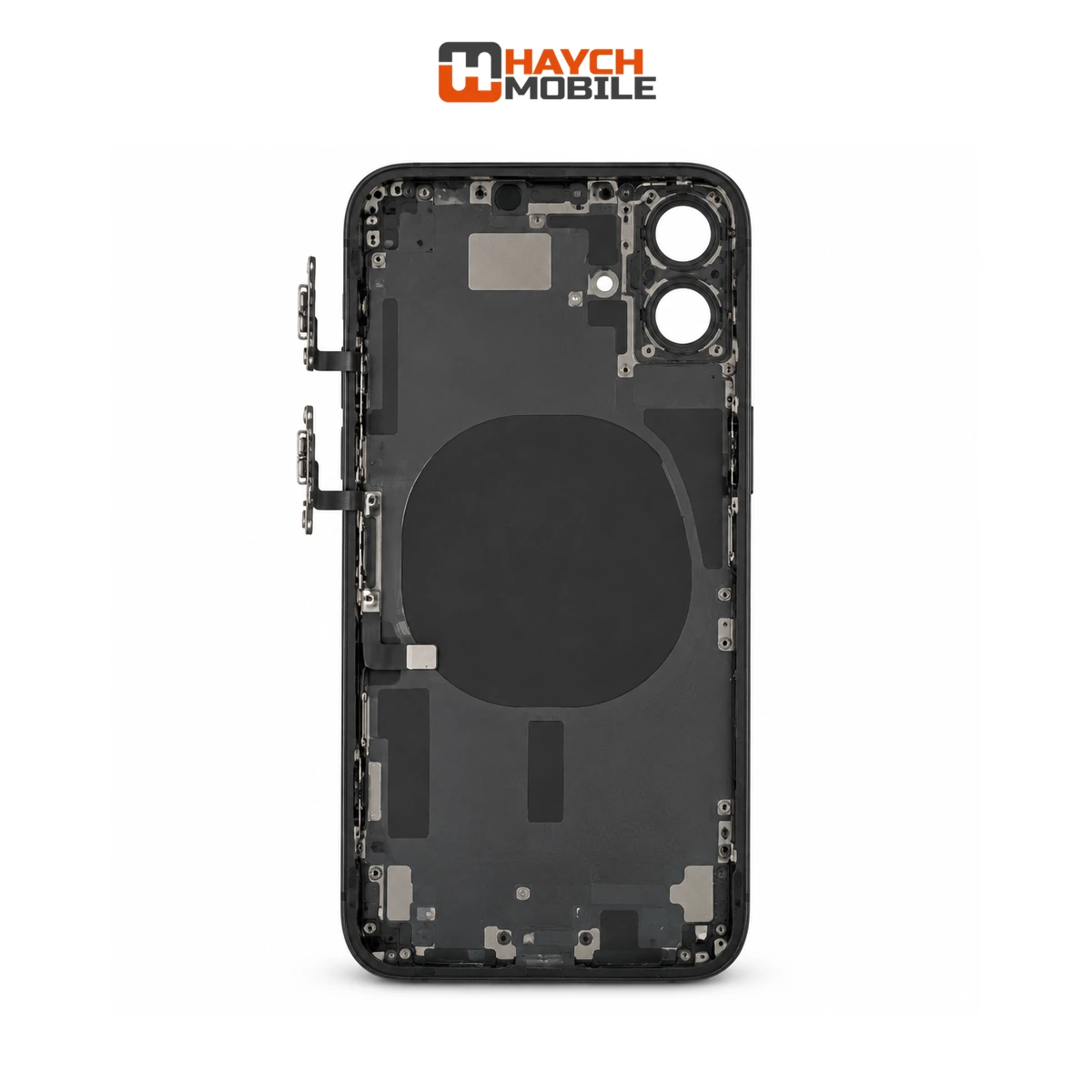 iPhone 16 Plus Compatible Back Housing [with Power and Volume Flex] [A+] [Black] Rear Housing
