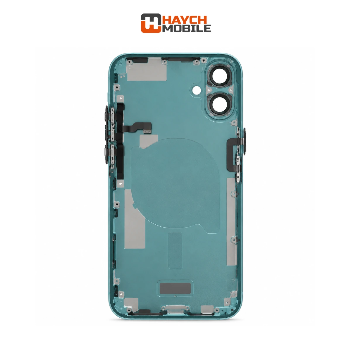 iPhone 16 Plus Compatible Back Housing [with Power and Volume Flex] [A+] [Teal] Rear Housing