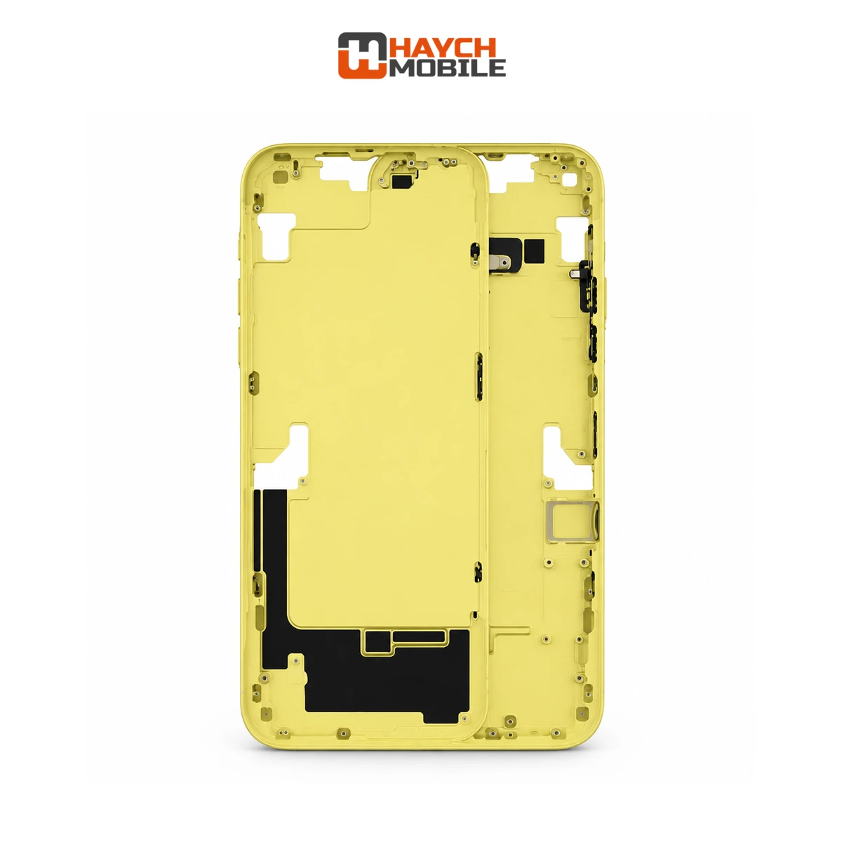 iPhone 14 Plus Compatible Back Housing [with Power and Volume Flex] [A+] [Yellow] Rear Housing