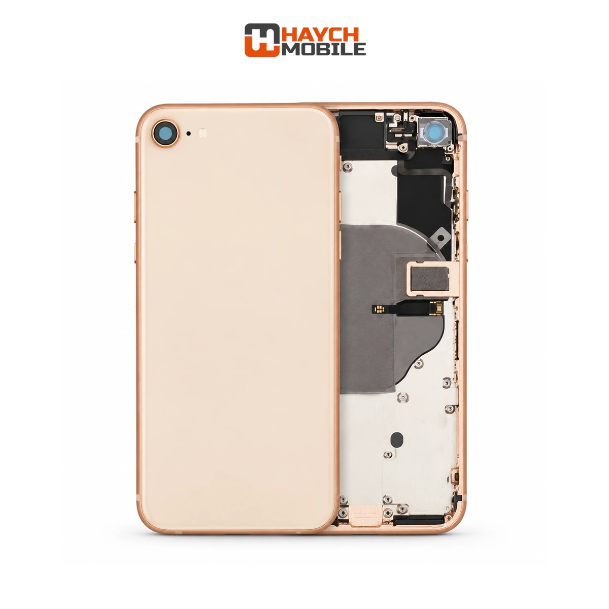 iPhone 8 Compatible Back Housing [with Power and Volume Flex] [A+] [Gold] Rear Housing