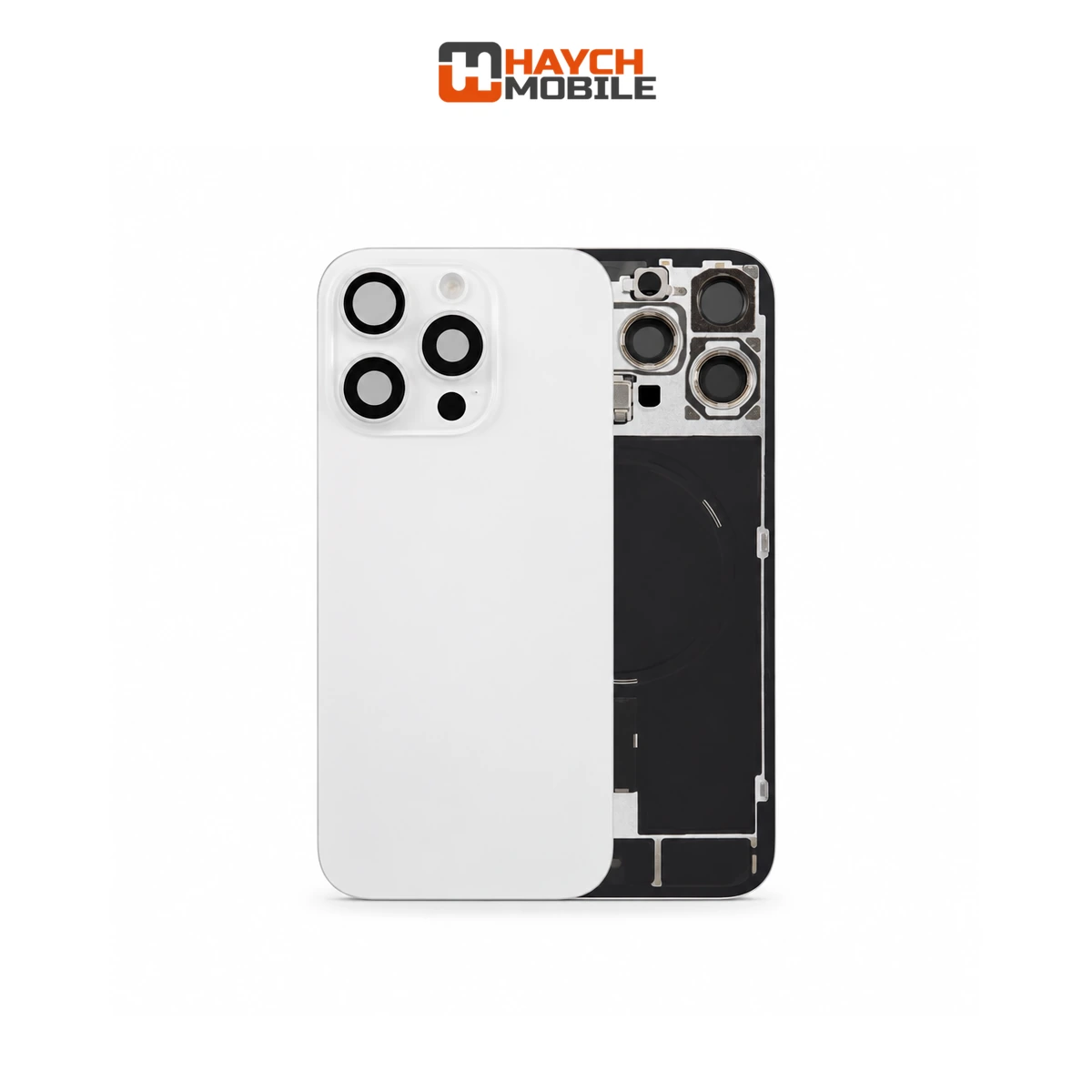 iPhone 16 Pro Compatible Back Cover Glass with Wireless NFC Charging [White Titanium] Rear Housing