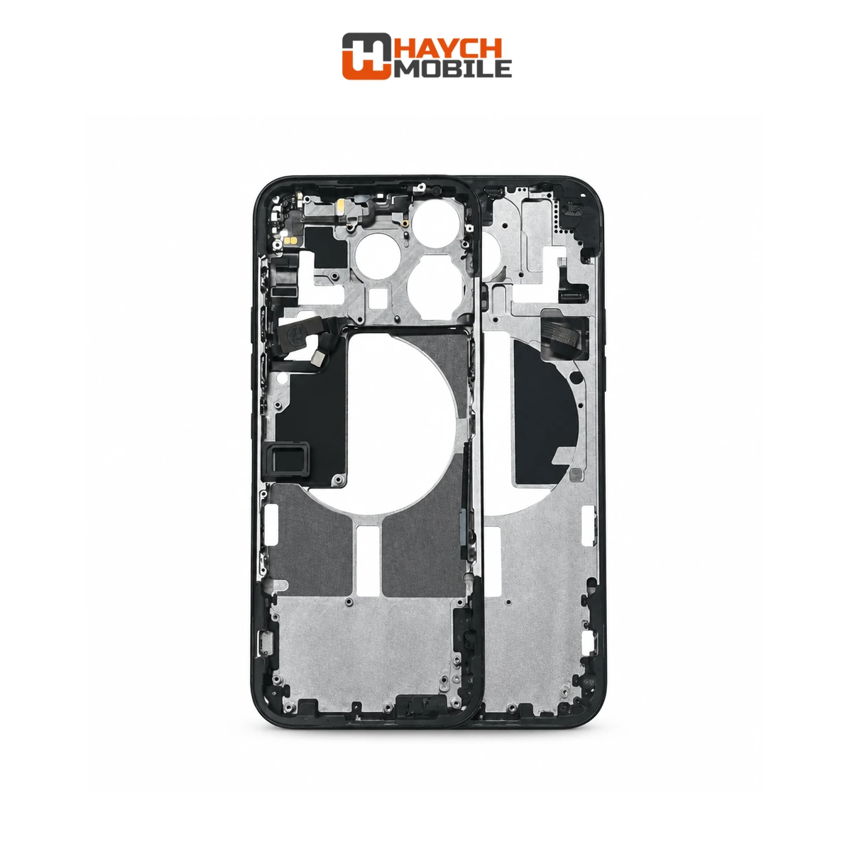 iPhone 15 Pro Compatible Back Housing [with Power and Volume Flex] [A+] [Black Titanium] Rear Housing