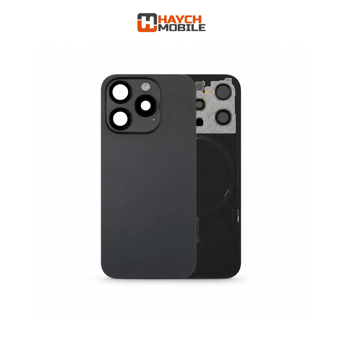iPhone 15 Pro Compatible Back Cover Glass with Wireless NFC Charging [Black Titanium] Rear Housing