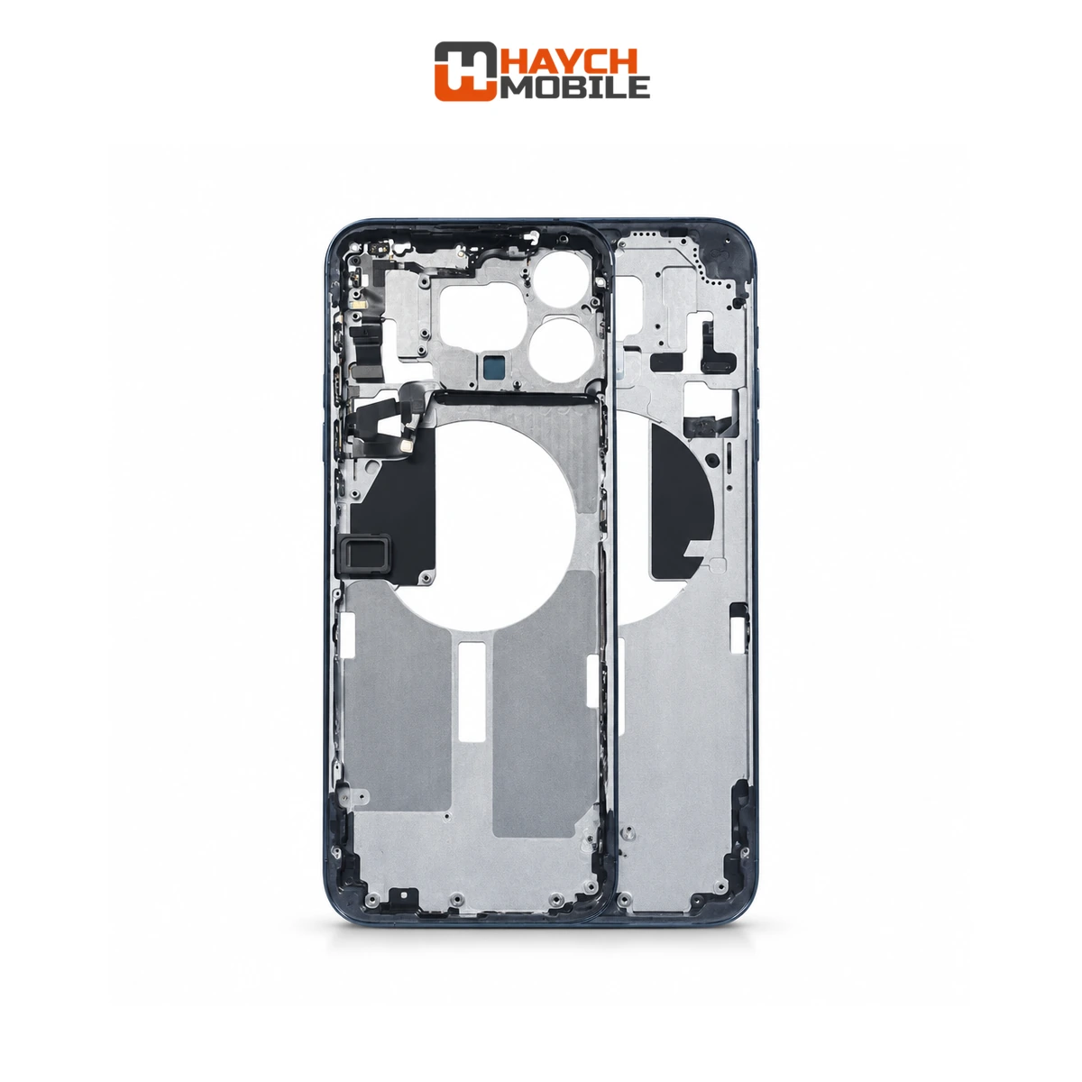 iPhone 15 Pro Max Compatible Back Housing [with Power and Volume Flex] [A+] [Blue Titanium] Rear Housing