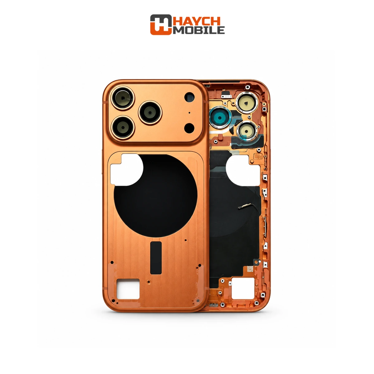 iPhone 17 Pro Compatible Back Housing [With Camera Button] [Cosmic Orange] Rear Housing