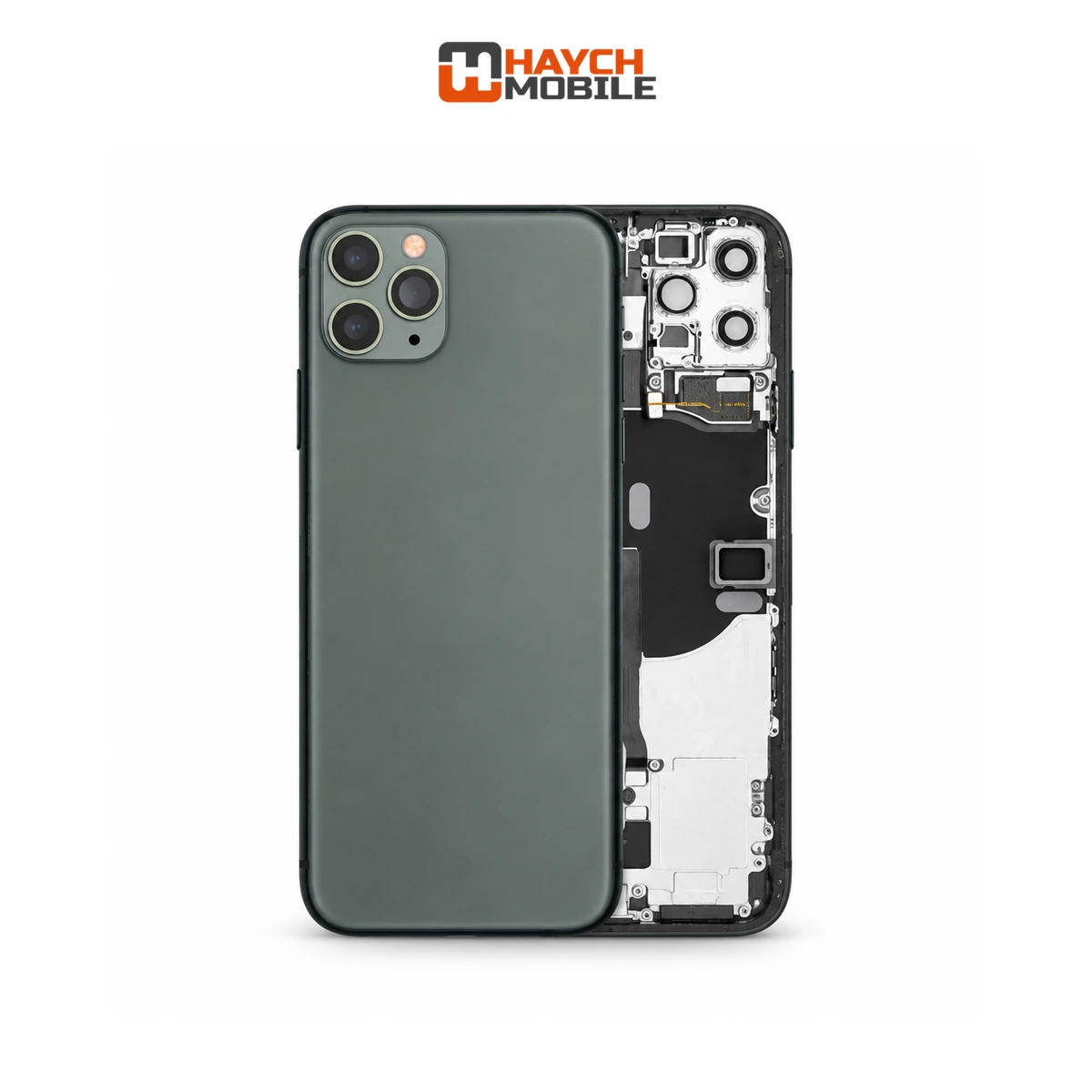 iPhone 11 Pro Compatible Back Housing [with Power and Volume Flex] [A+] [Midnight Green] Rear Housing