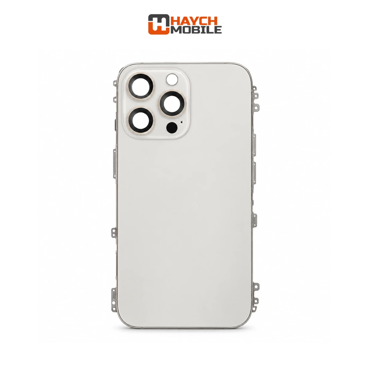 iPhone 15 Pro Compatible Back Housing with Small Parts [White Titanium] Rear Housing