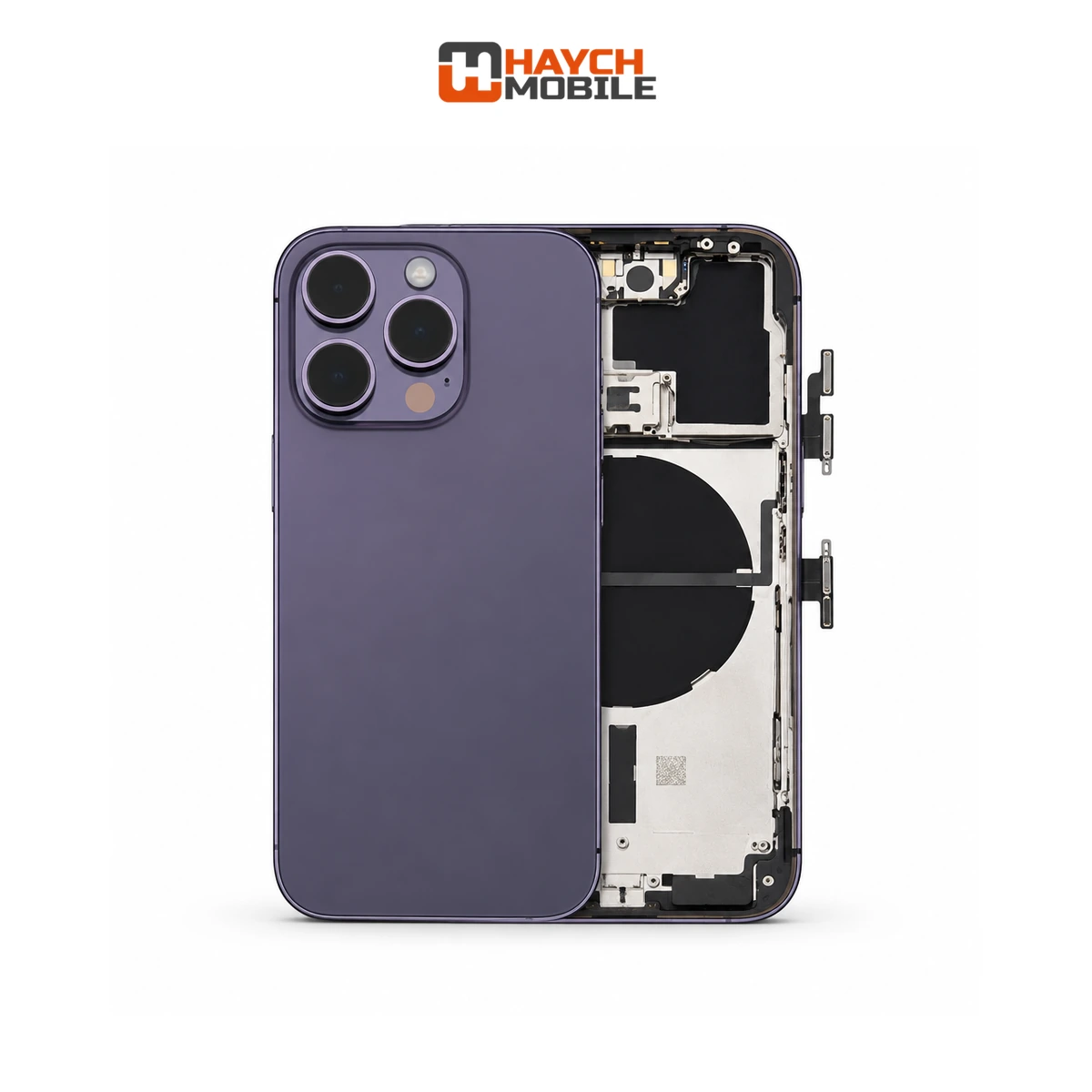 iPhone 14 Pro Compatible Back Housing [with Power and Volume Flex] [A+] [Deep Purple] Rear Housing