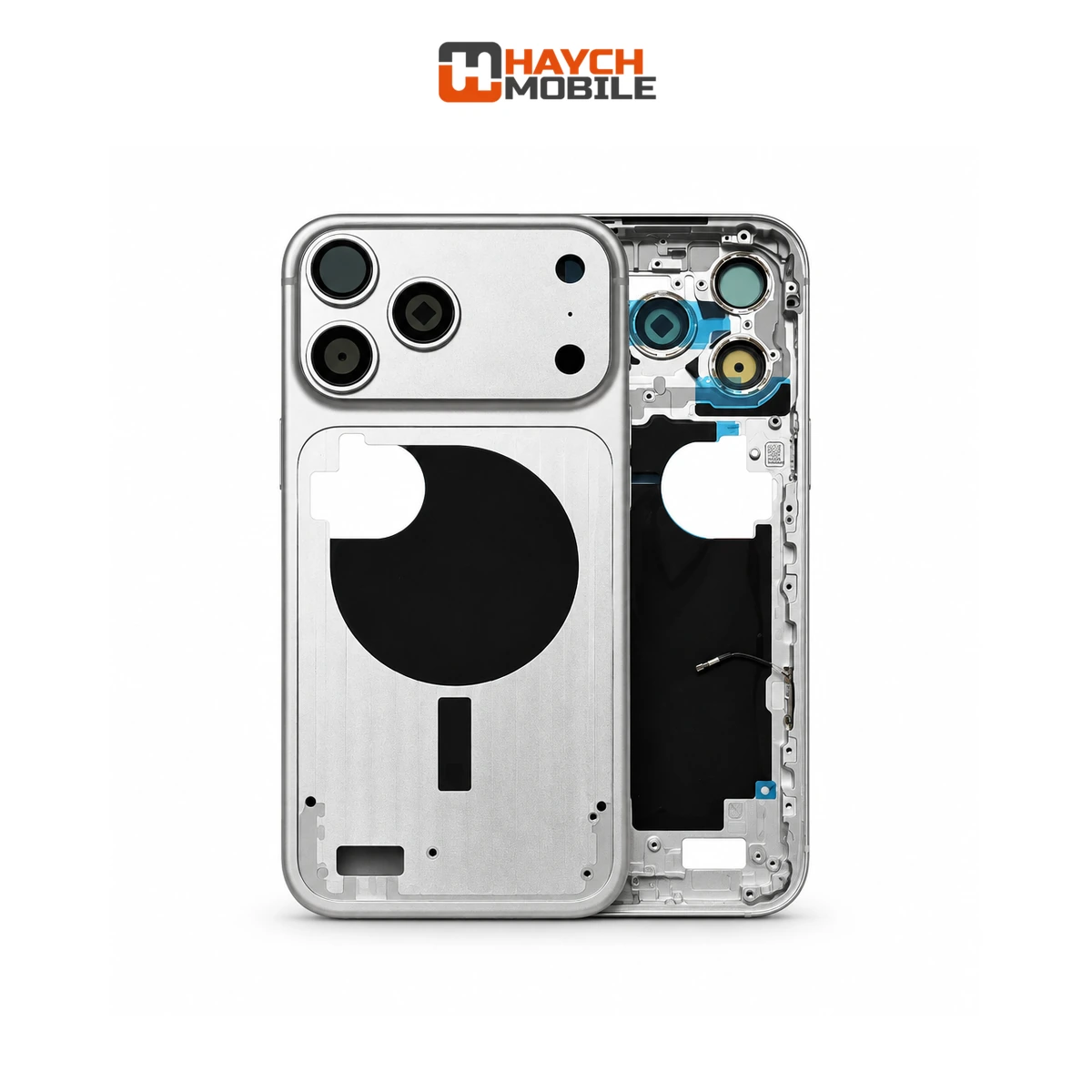 iPhone 17 Pro Max Compatible Back Housing [With Camera Button] [Silver] Rear Housing