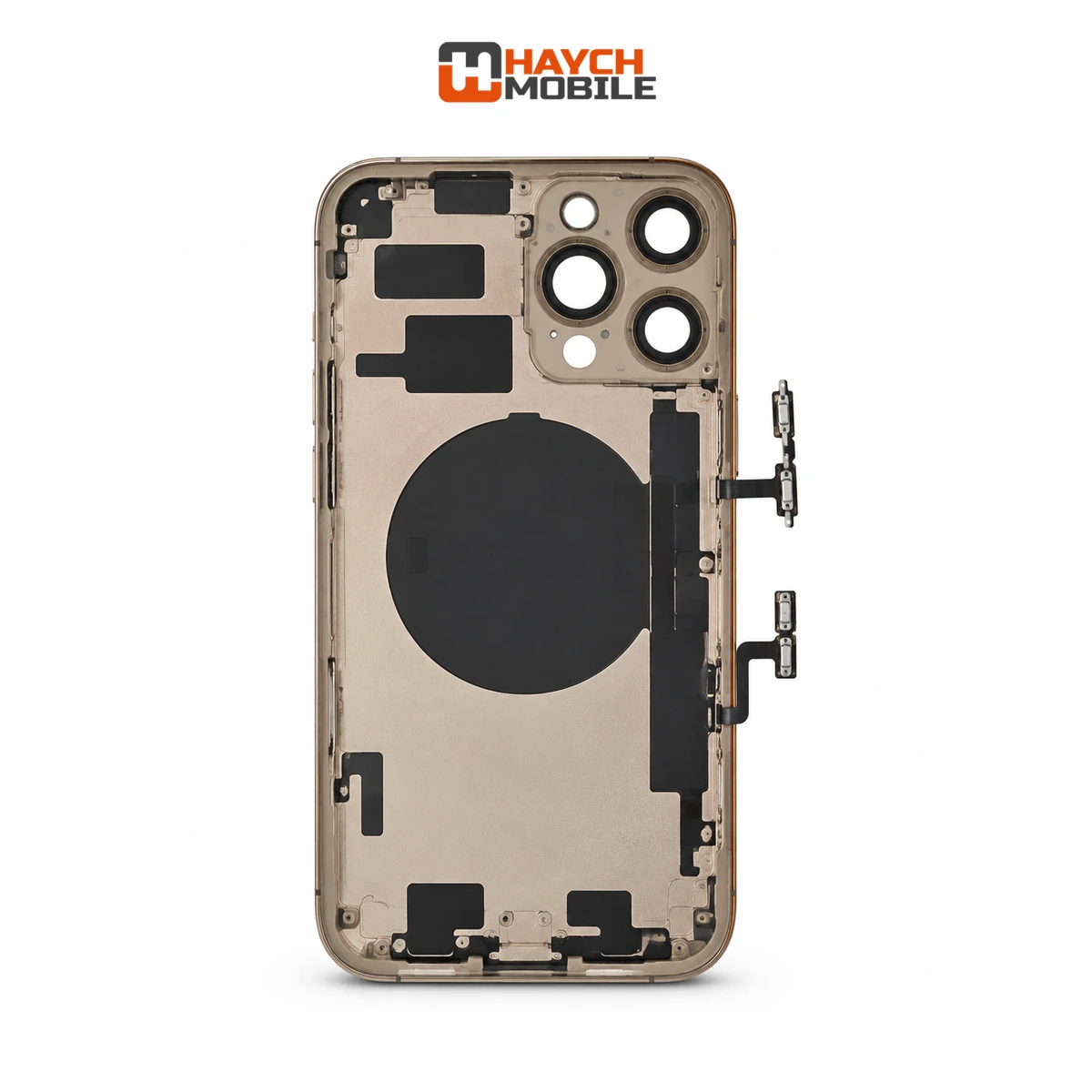 iPhone 16 Pro Max Compatible Back Housing [with Power and Volume Flex] [A+] [Desert Titanium] Rear Housing