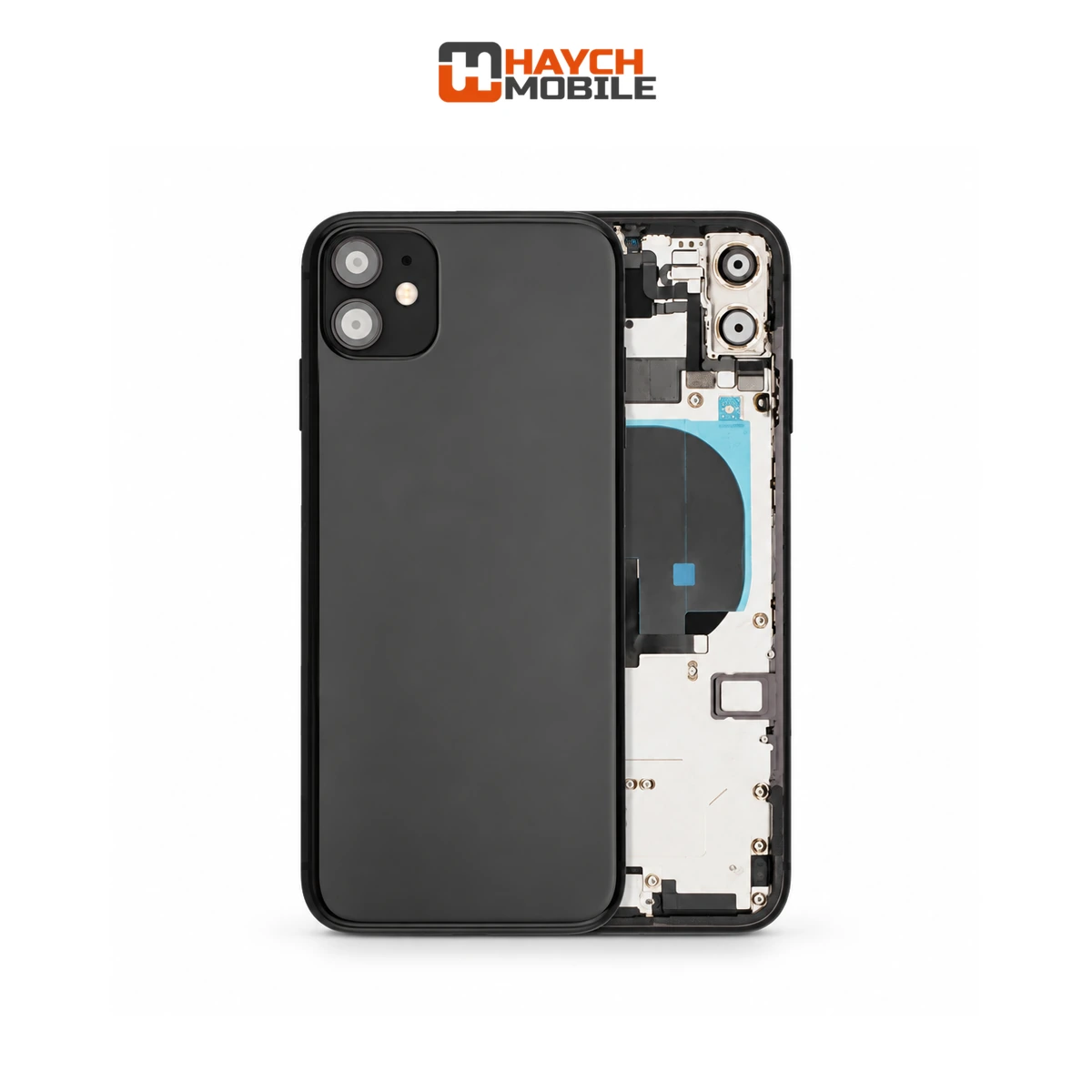 iPhone 11 Compatible Back Housing [with Power and Volume Flex] [A+] [Black] Rear Housing