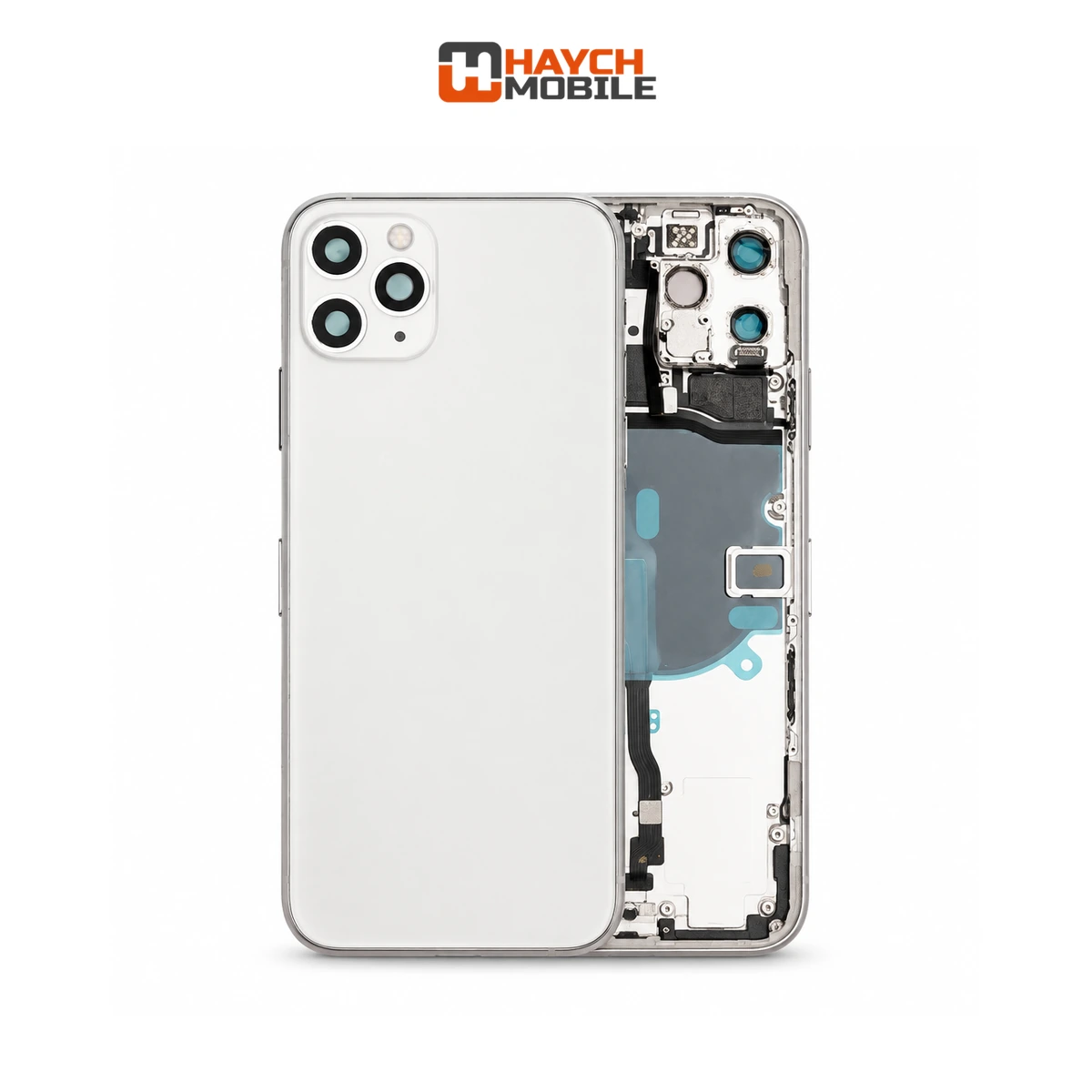 iPhone 11 Pro Compatible Back Housing [with Power and Volume Flex] [A+] [Silver] Rear Housing