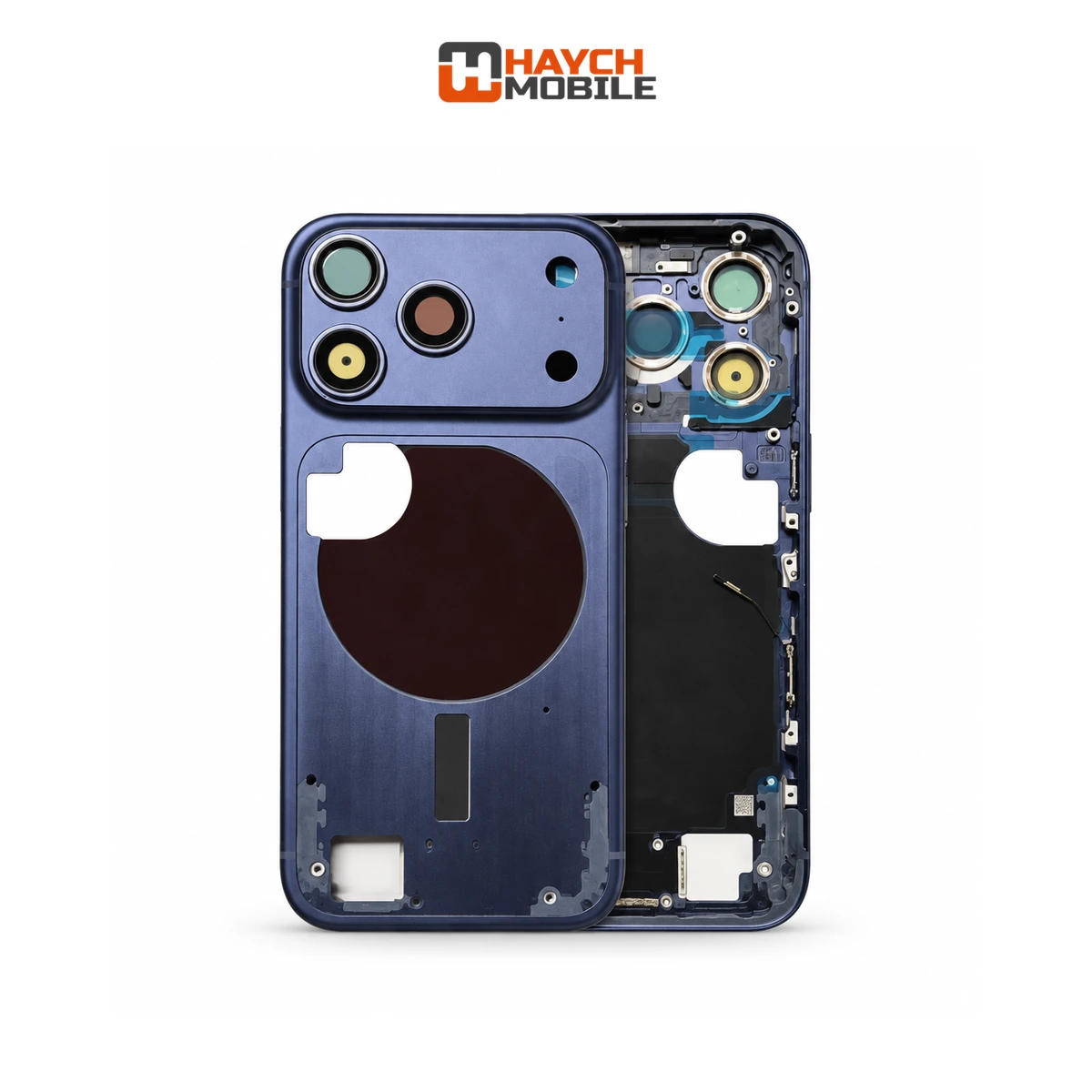iPhone 17 Pro Compatible Back Housing [With Camera Button] [Deep Blue] Rear Housing