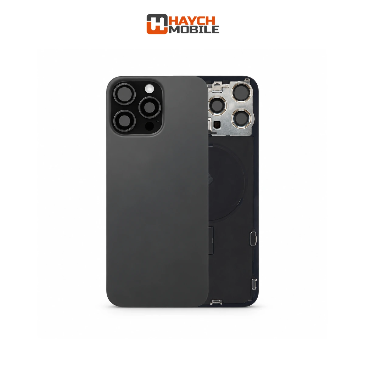 iPhone 15 Pro Max Compatible Back Cover Glass with Wireless NFC Charging [Black Titanium] Rear Housing
