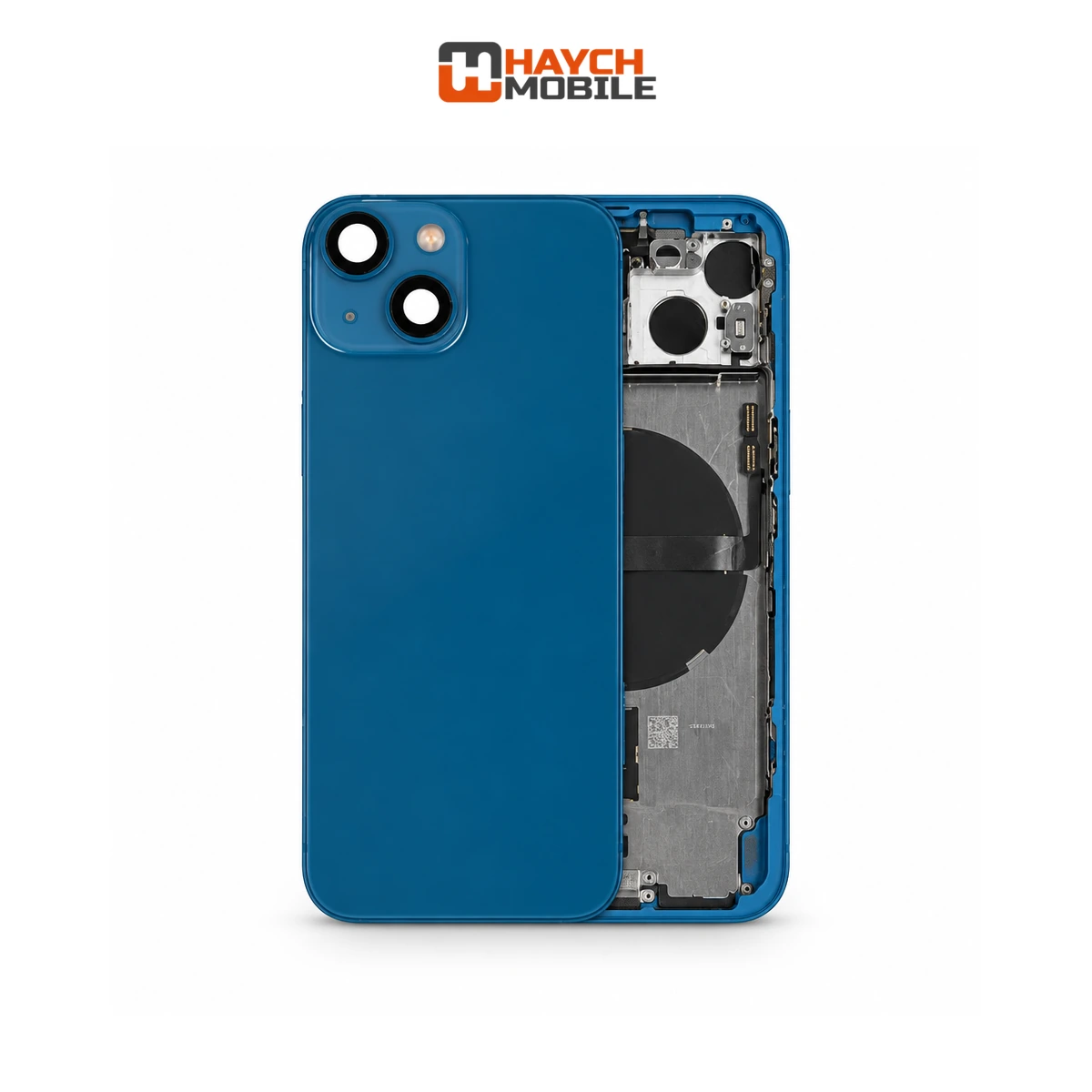 iPhone 13 Compatible Back Housing [with Power and Volume Flex] [A+] [Blue] Rear Housing