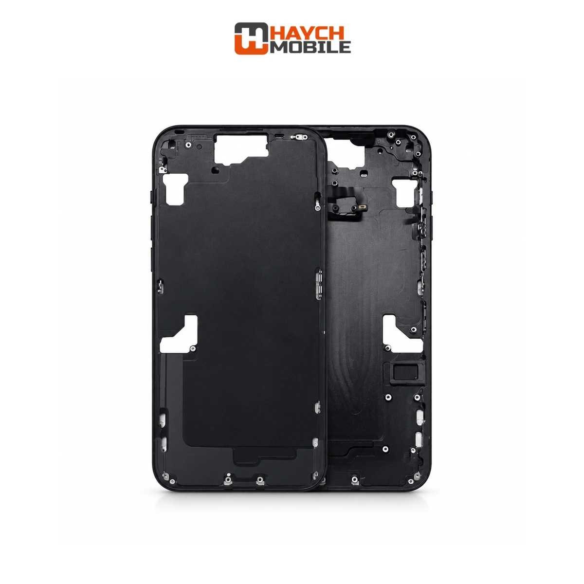 iPhone 15 Plus Compatible Back Housing [with Power and Volume Flex] [A+] [Black] Rear Housing