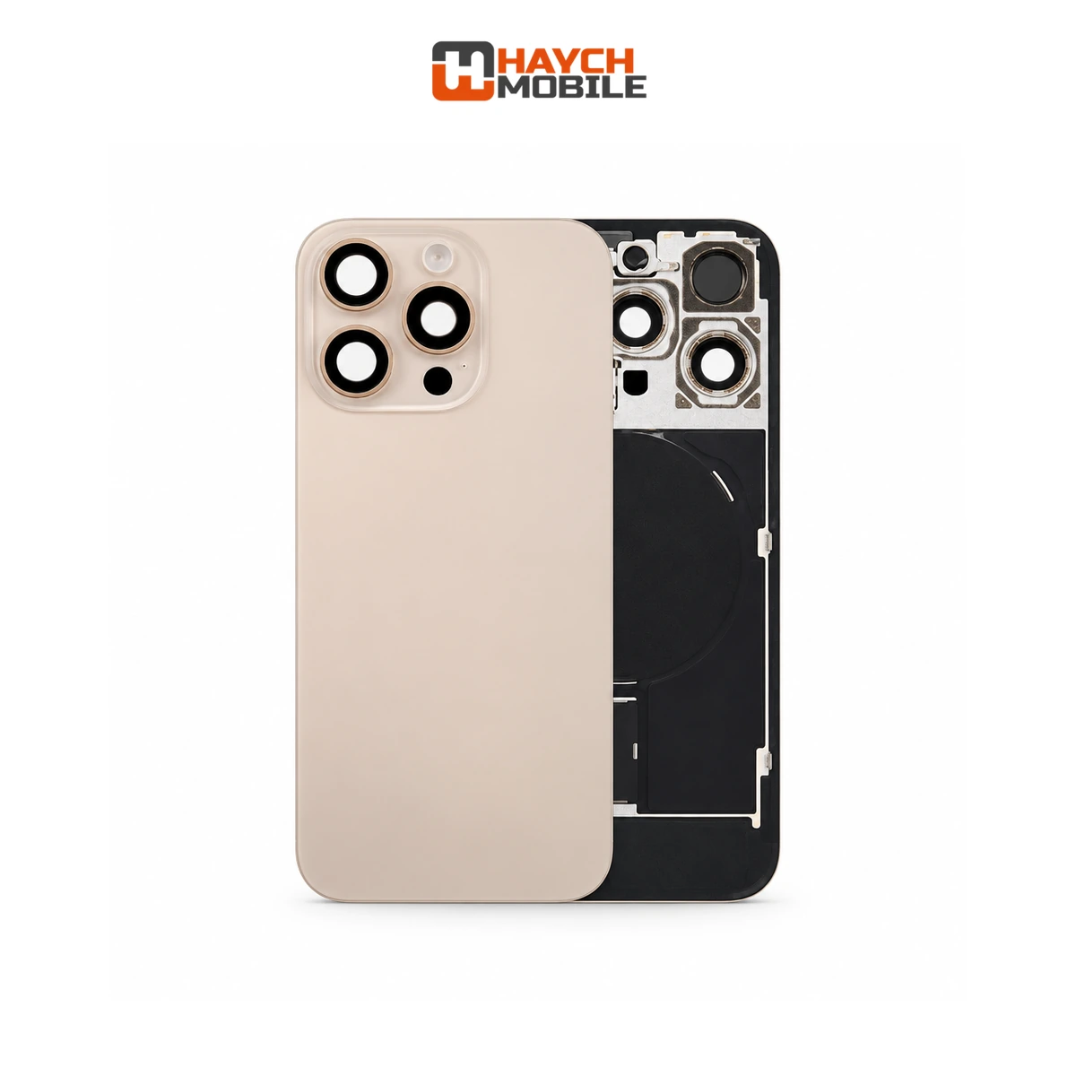 iPhone 16 Pro Compatible Back Cover Glass with Wireless NFC Charging [Desert Titanium] Rear Housing