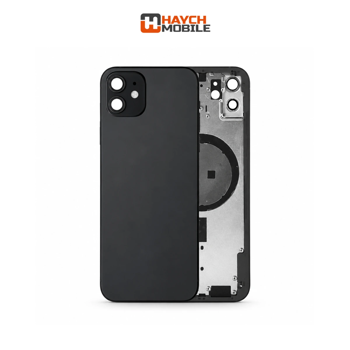 iPhone 12 Compatible Back Housing [No Small Parts] [Black] Rear Housing