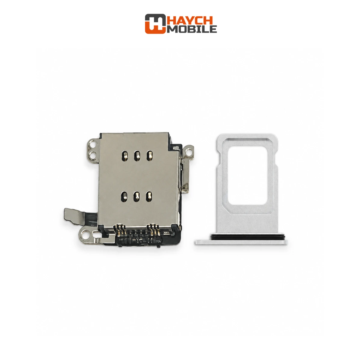 iPhone XR Compatible Sim Tray + Sim Reader [Dual Sim] [Silver]