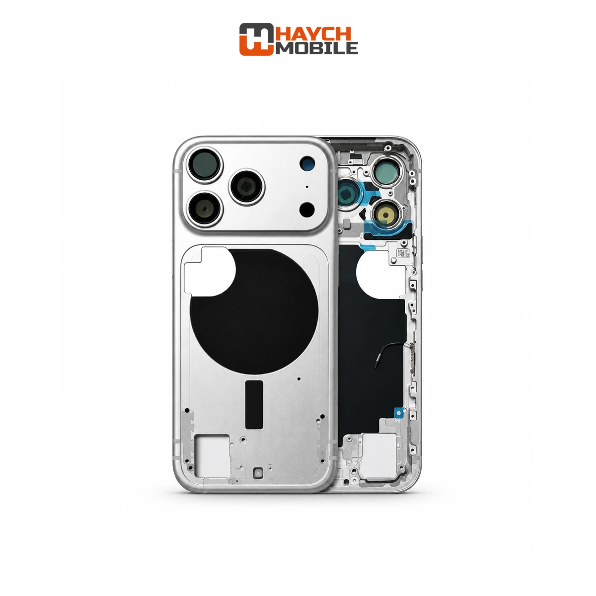 iPhone 17 Pro Compatible Back Housing [With Camera Button] [Silver] Rear Housing