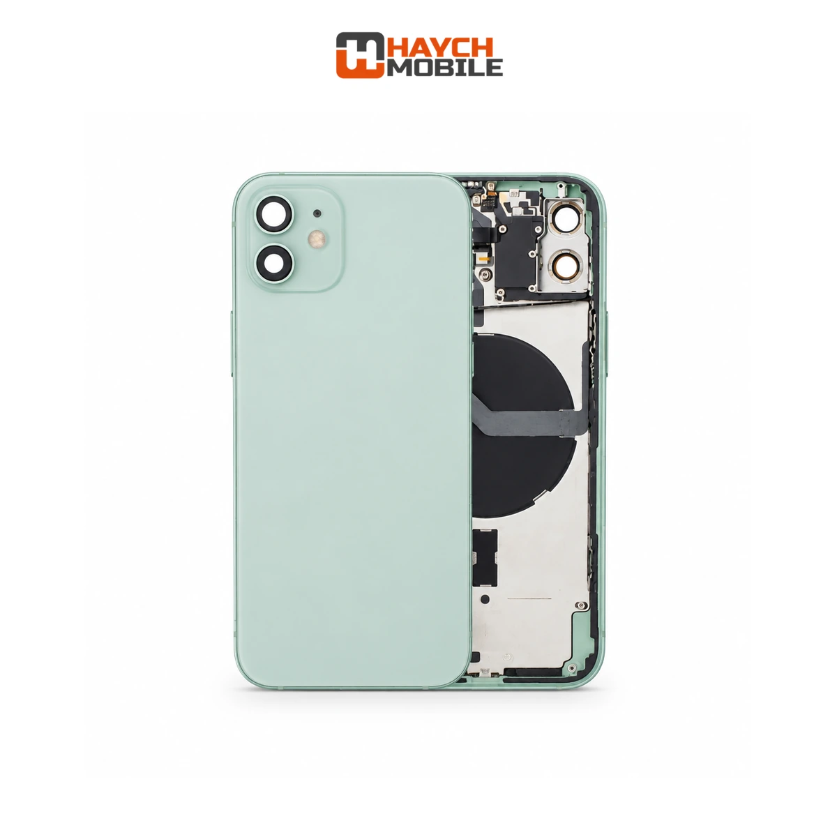 iPhone 12 Compatible Back Housing [with Power and Volume Flex] [A+] [Green] Rear Housing