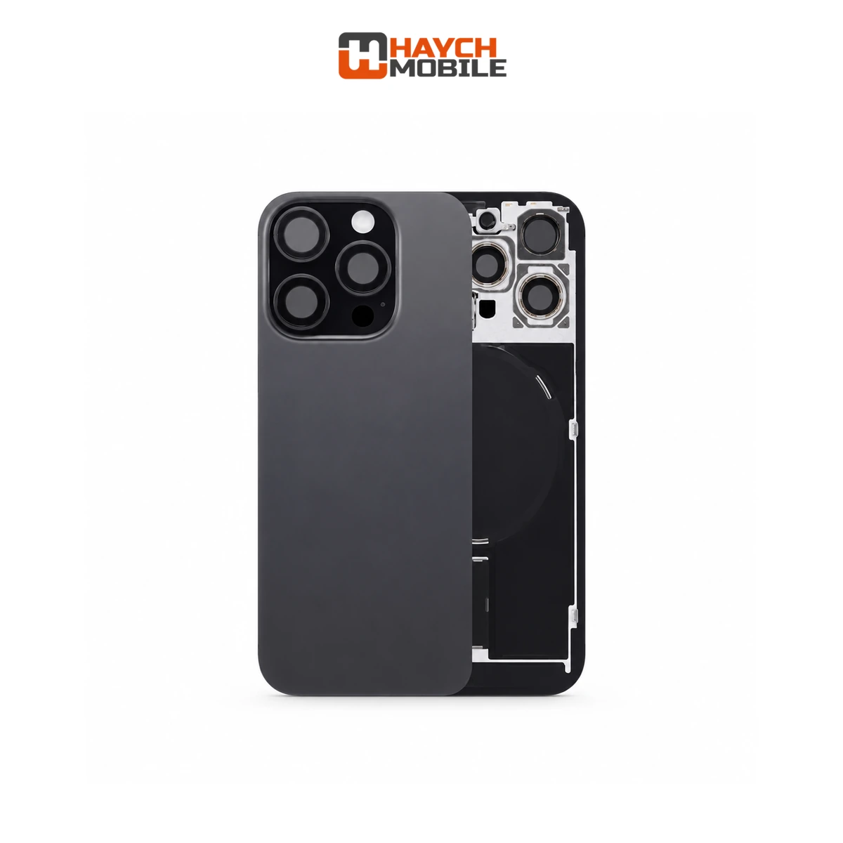 iPhone 16 Pro Compatible Back Cover Glass with Wireless NFC Charging [Black Titanium] Rear Housing