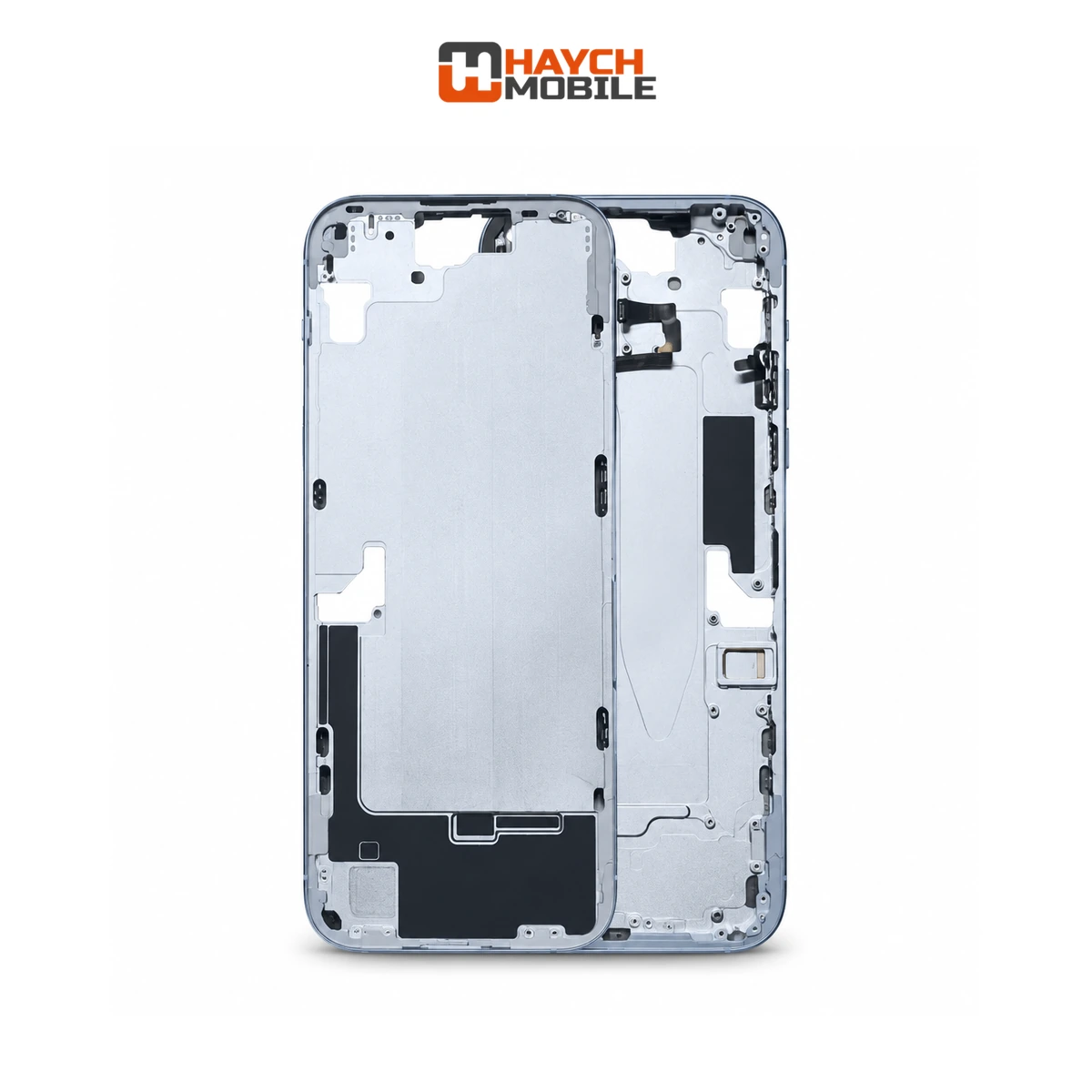 iPhone 15 Plus Compatible Back Housing [with Power and Volume Flex] [A+] [Blue] Rear Housing