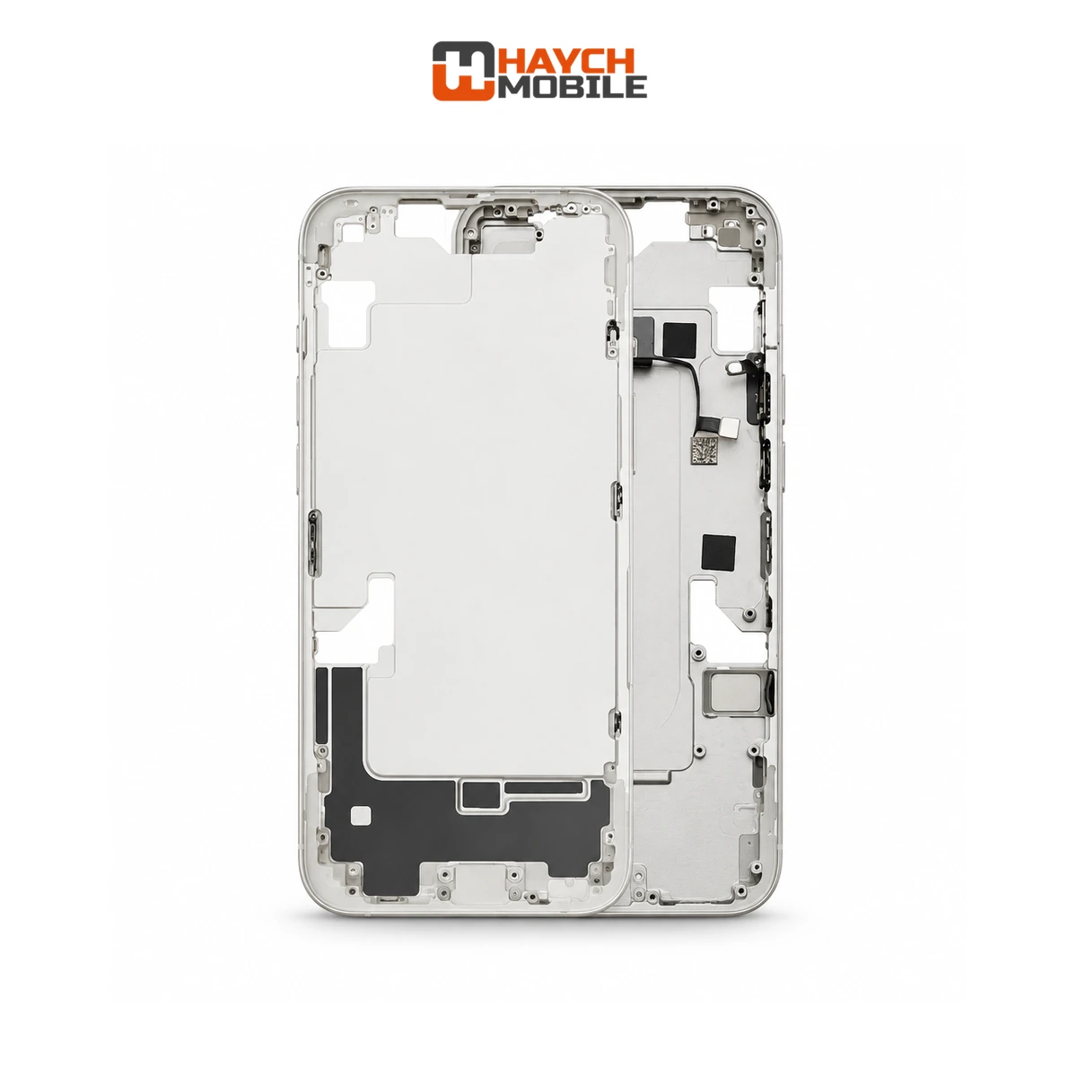 iPhone 14 Compatible Back Housing [with Power and Volume Flex] [A+] [Starlight] Rear Housing