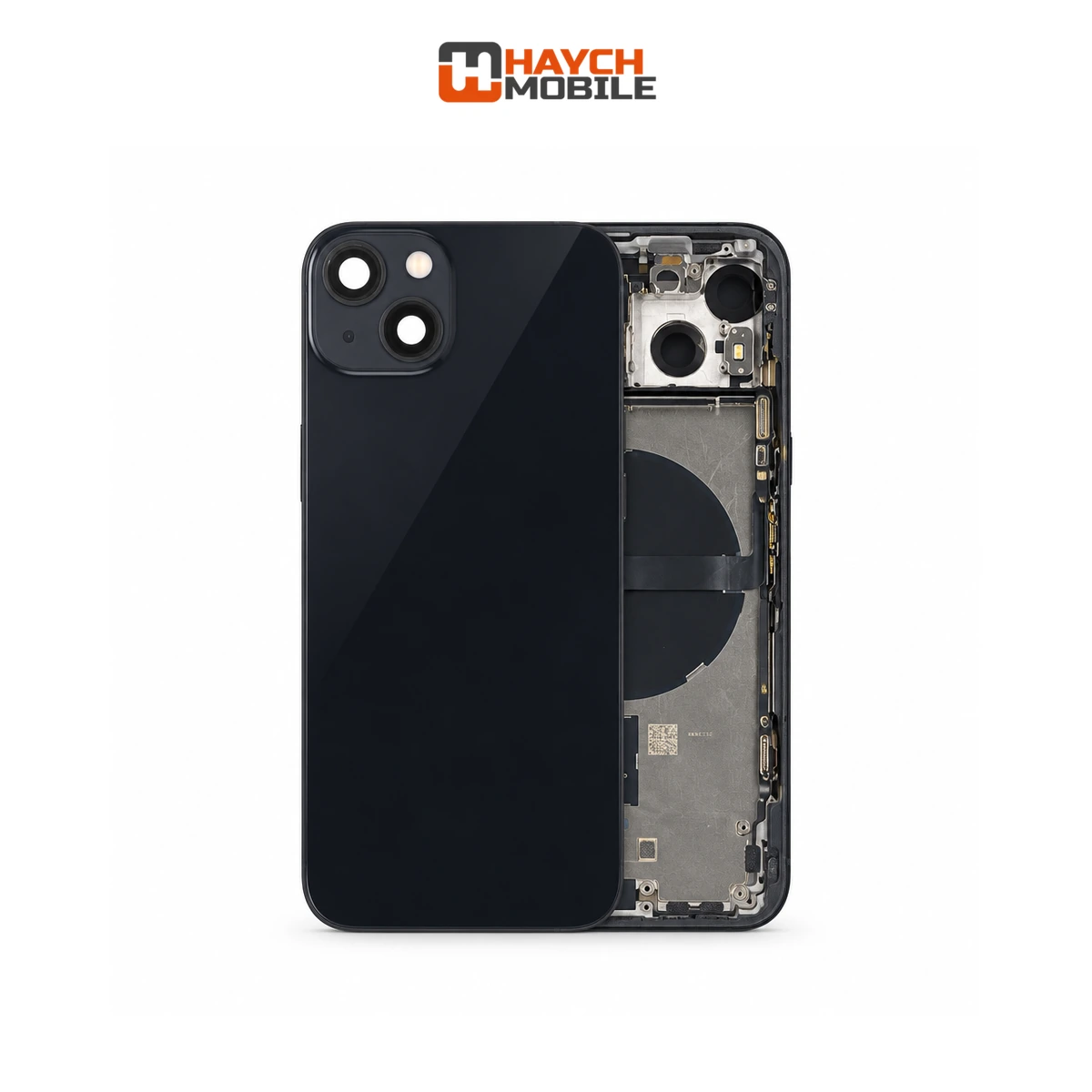 iPhone 13 Compatible Back Housing [with Power and Volume Flex] [A+] [Midnight] Rear Housing