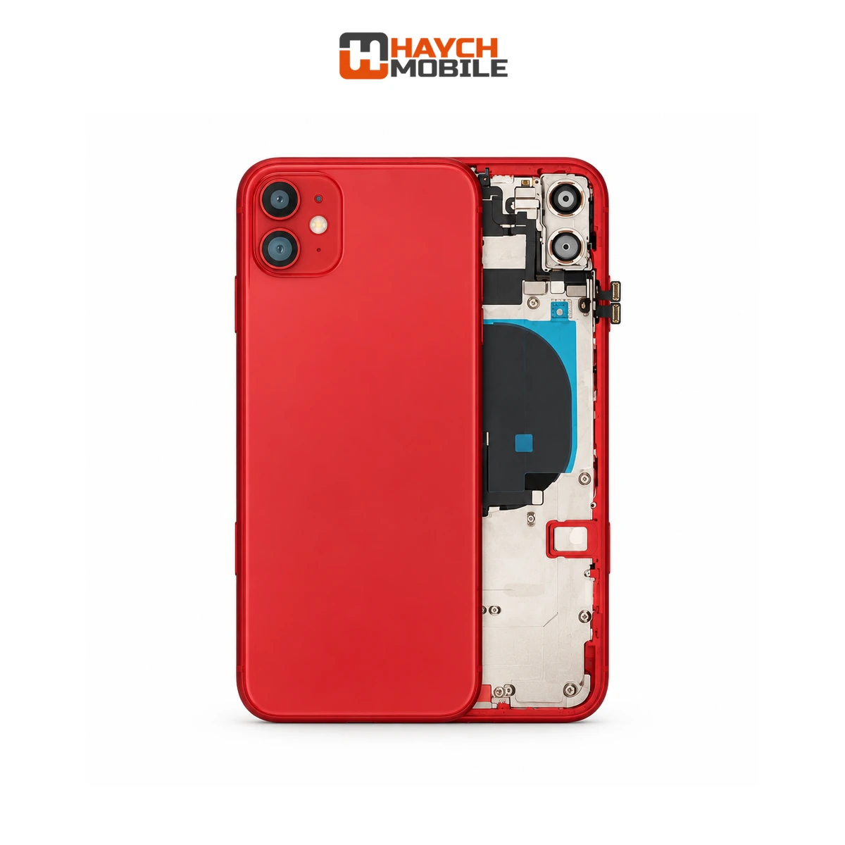 iPhone 11 Compatible Back Housing [with Power and Volume Flex] [A+] [Red] Rear Housing